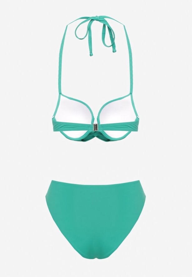 Zielone Bikini Majtki Figi i Biustonosz Ozdobione Wiązaniem Saniorie