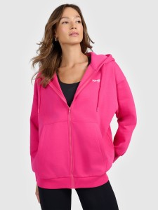 4F Bluza dresowa rozpinana z kapturem damska - różowa L