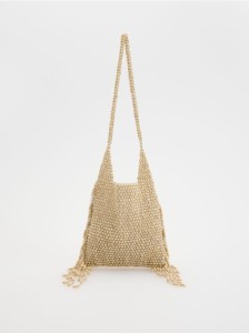 Torebka na ramię z drewnianych koralików - wielobarwny