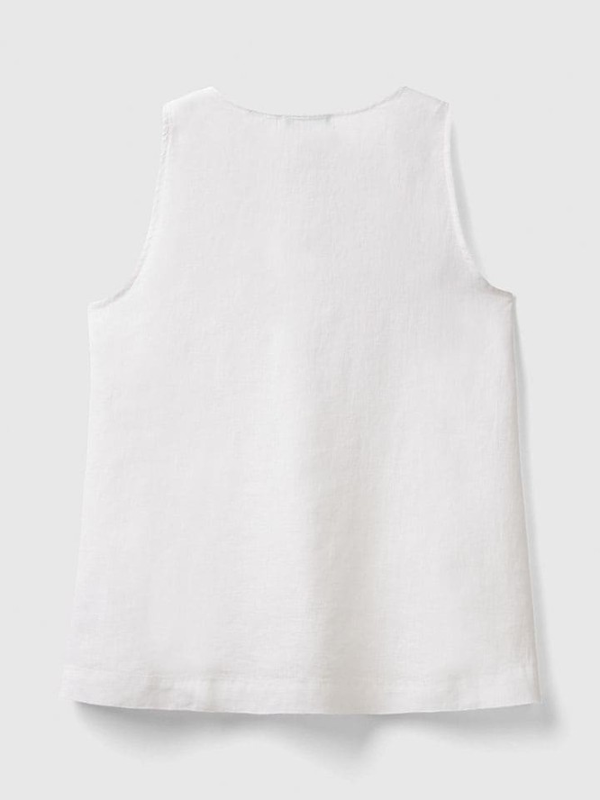 Benetton Lniana bluzka w kolorze białym rozmiar: XXS