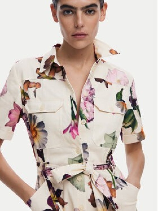 Desigual Sukienka koszulowa Monicawhite 25SWVW13 Écru Regular Fit