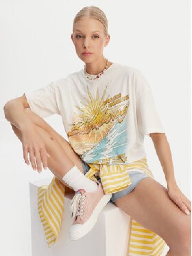 Billabong T-Shirt Where The Sun Collide EBJZT00499 Biały Loose Fit