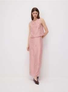 Spódnica z aplikacją - brudny róż