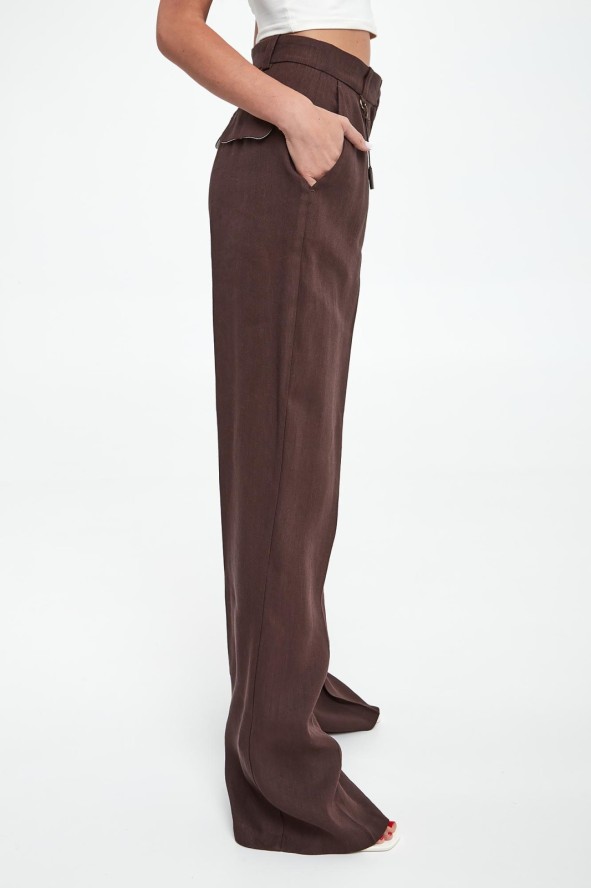 Spodnie damskie z lnianej gabardyny ELISABETTA FRANCHI