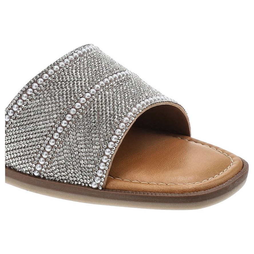 Klapki damskie Tamaris, ze skóry naturalnejprofilowanej wkładce i płaskim obcasie, białe glam, 1-27127-28-172