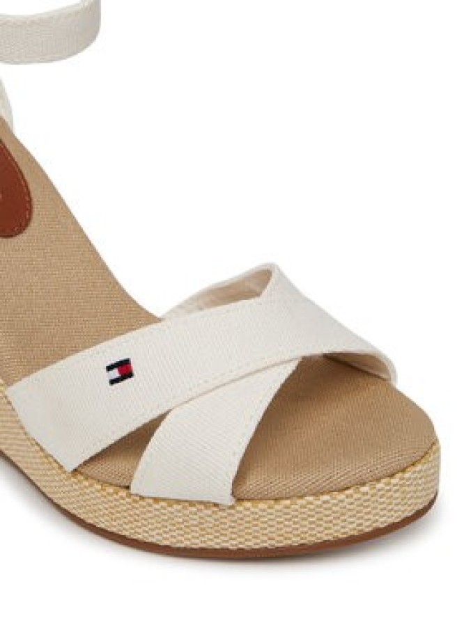 Tommy Hilfiger Sandały Flag High Wedge Espad Crisscross FW0FW08661 Écru