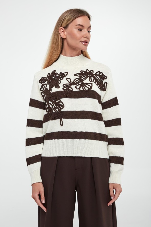 Sweter damski wełniany w paski ERMANNO FIRENZE