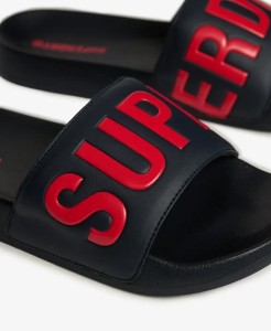 superdry Pool Sliders z wyściełanym paskiem i dużą grafiką – NAUTICAL NAVY