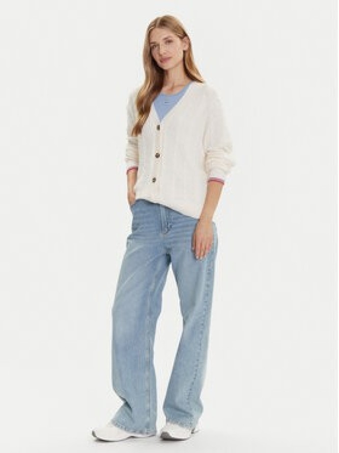 Tommy Jeans Kardigan Cable DW0DW21681 Écru Relaxed Fit