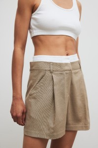 Eleganckie szorty z lnem w kolorze TAUPE - ORIO