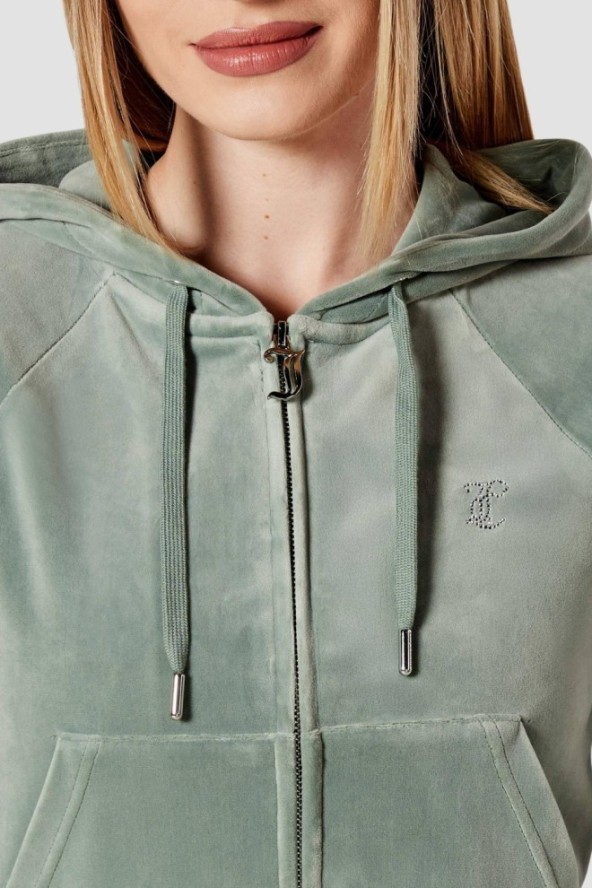 JUICY COUTURE Zielona damska bluza damska Madison Hoodie, Rozmiar M