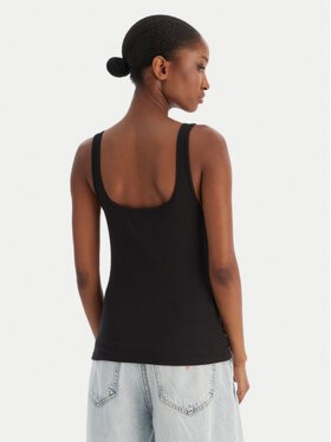 Calvin Klein Jeans Top Monologo Scoop Nk Rib LV047A804G Czarny Slim Fit
