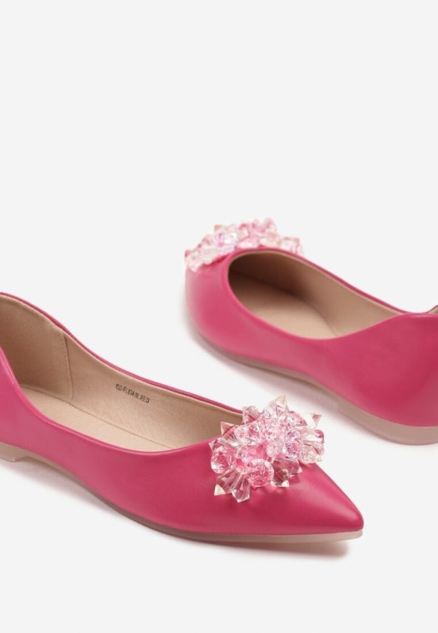 Czerwone Balerinki Ozdobione Kryształkami Vevaria