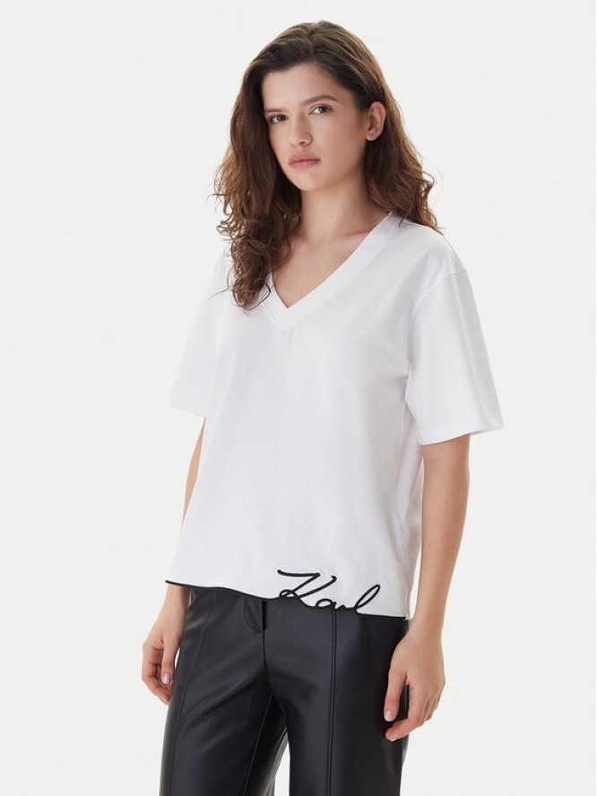 KARL LAGERFELD T-Shirt B1W17031 Biały Relaxed Fit