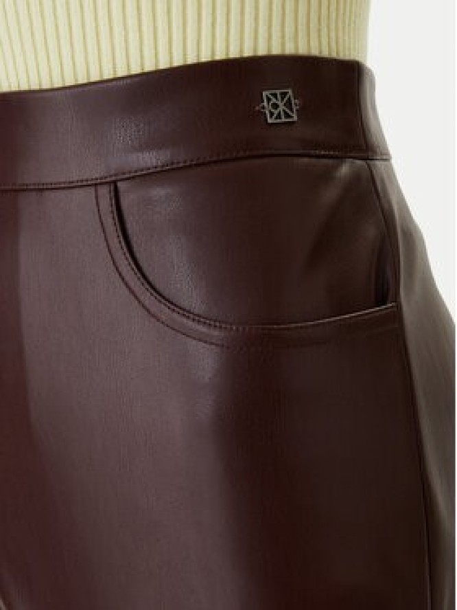 Calvin Klein Jeans Spódnica z imitacji skóry LV047E603G Brązowy Regular Fit