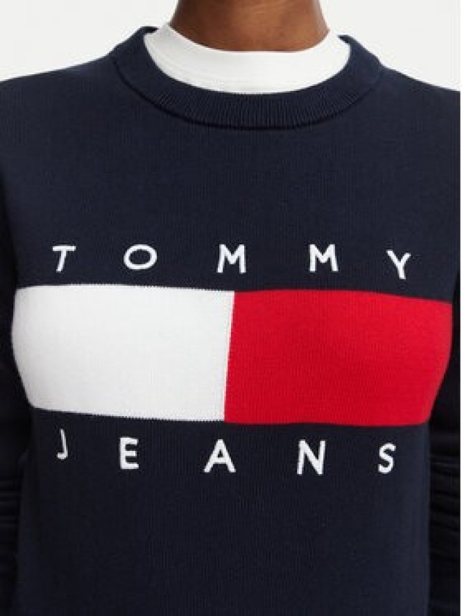 Tommy Jeans Sweter Flag DW0DW22930 Granatowy Regular Fit