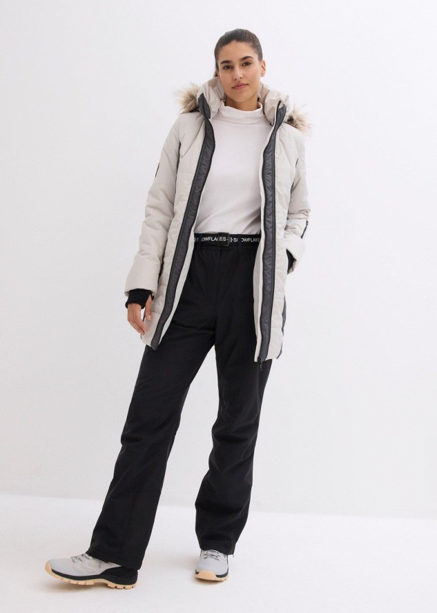 Krótki płaszcz outdoorowy ze sztucznym futerkiem, hydrofobowy