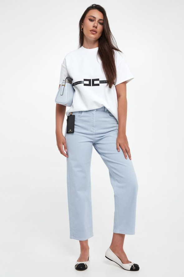 T-shirt damski z logo ELISABETTA FRANCHI