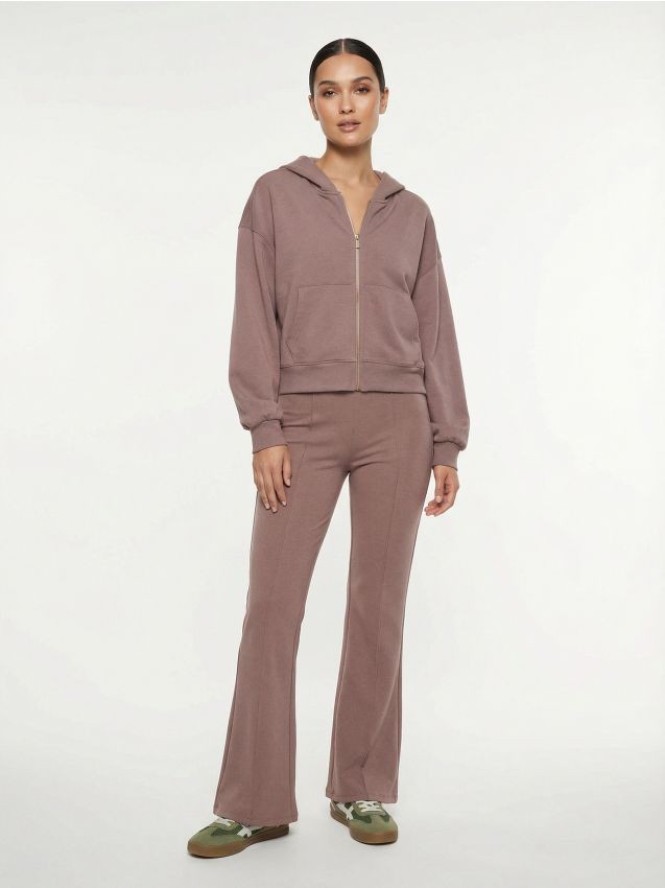 Rozpinana bluza soft touch z domieszką wiskozy - brązowy