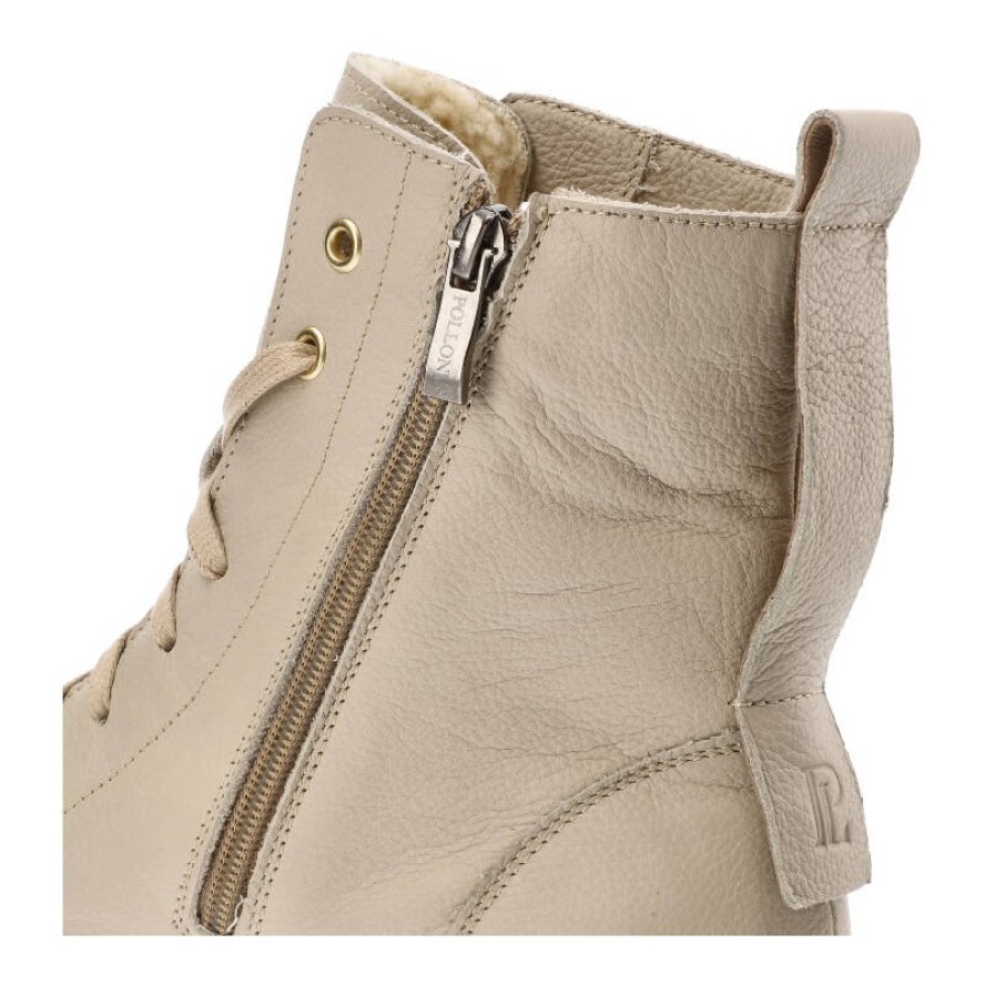 Beżowe Trzewiki Pollonus Modne Buty Damskie