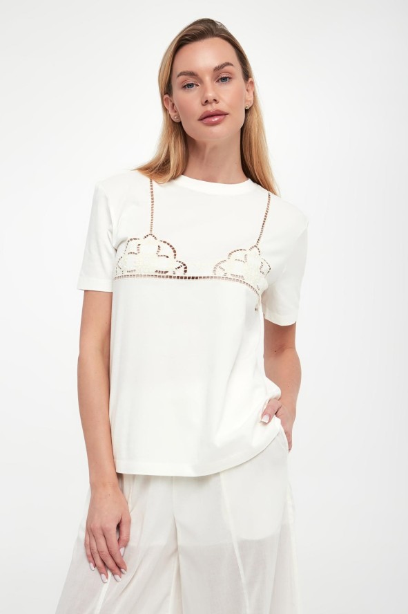 T-shirt damski z haftem TWINSET