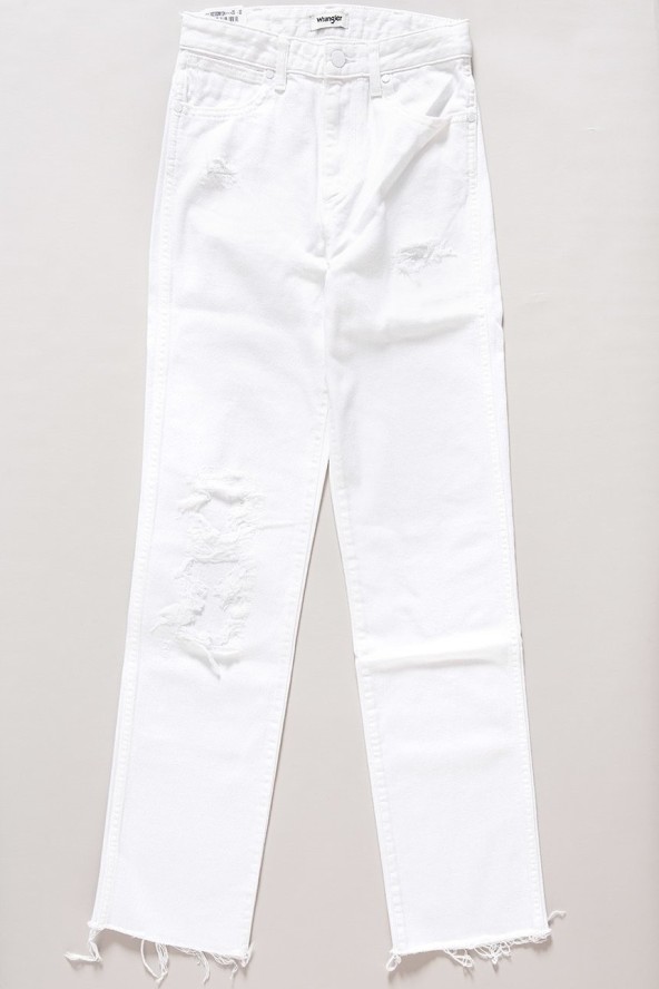 DAMSKIE SPODNIE JEANSOWE WRANGLER RETRO STRAIGHT WHITE DESTROYED W238DM13H 112127869