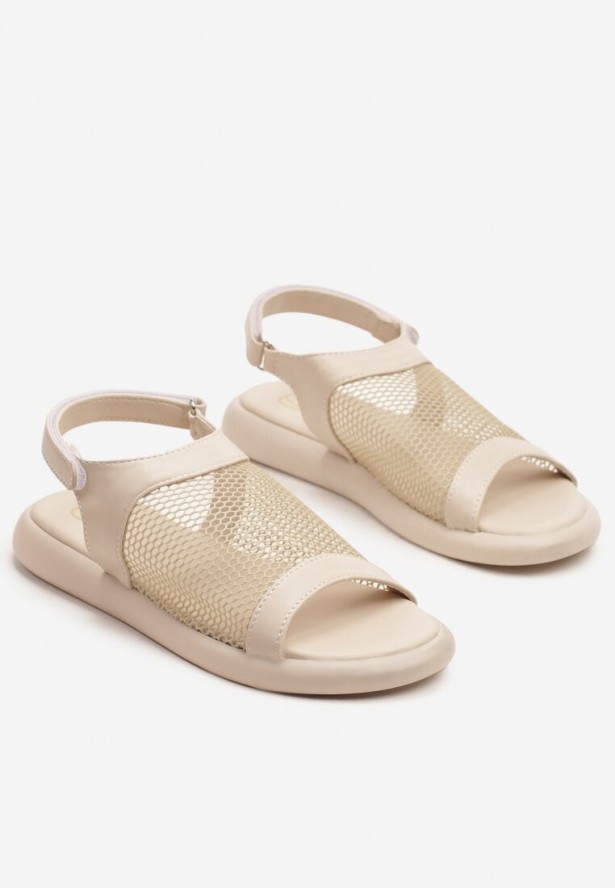 Beżowe Sandały z Siateczkową Cholewką Ranevia
