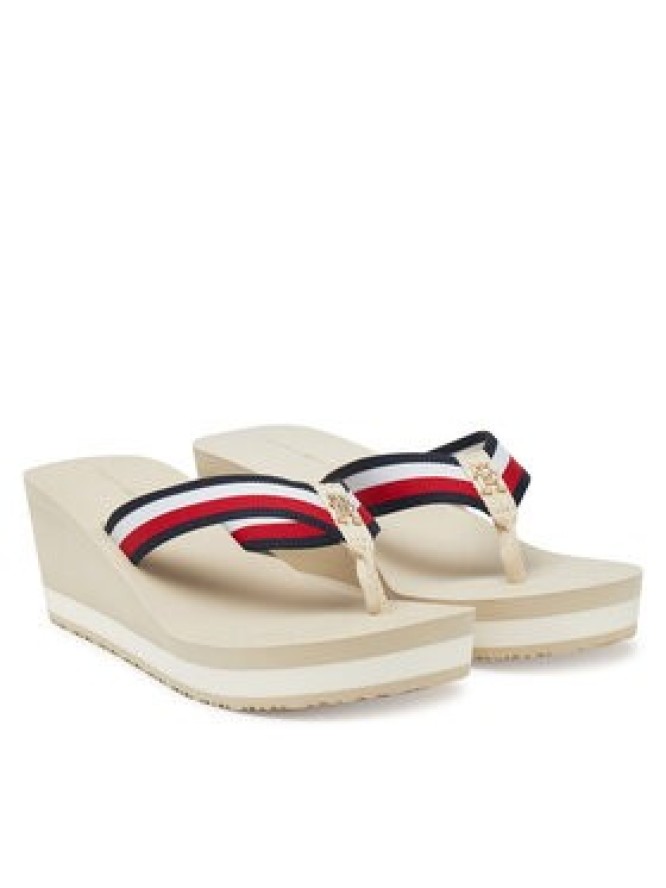 Tommy Hilfiger Japonki Th Corporate Wedge Beach Sandal FW0FW08520 Beżowy