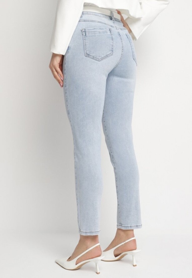 Jasnoniebieskie Jeansy o Kroju Slim Ravirra