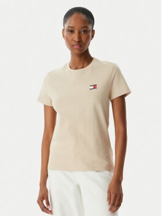 Tommy Jeans T-Shirt Wavy Flag DW0DW22274 Beżowy jasny Regular Fit