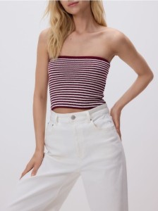 Dzianinowy crop top - wielobarwny