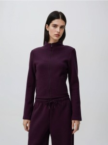 Rozpinana bluza ze stójką - ciemnofioletowy