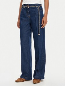 Please Jeansy P3HUDINCBB Granatowy Wide Leg