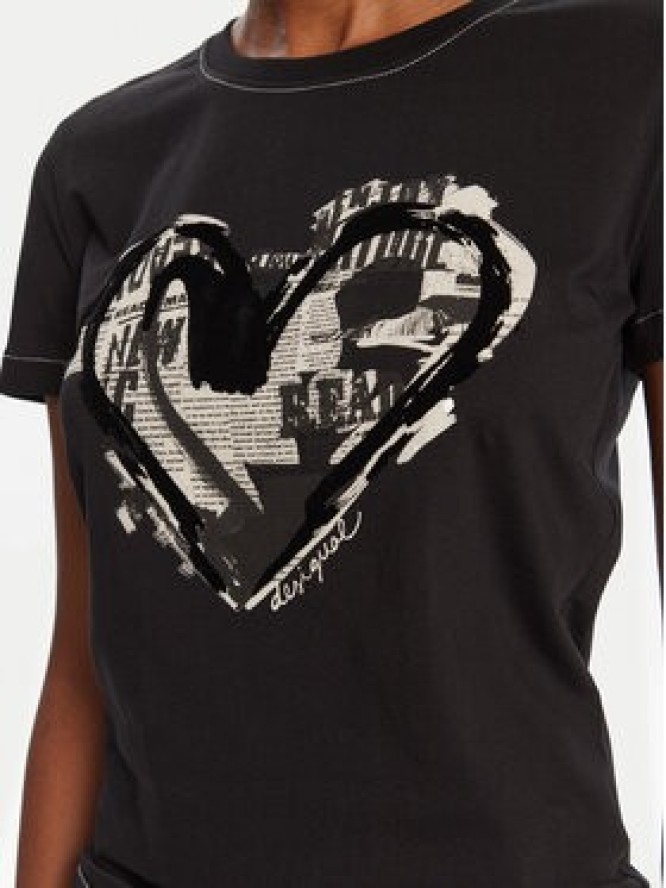 Desigual T-Shirt Letter Core 25WWTK04 Czarny Regular Fit