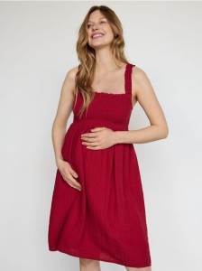 Muślinowa sukienka mini - bordowy