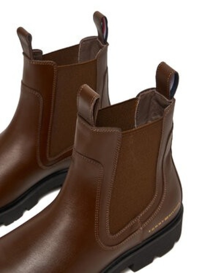 Tommy Hilfiger Sztyblety Lthr Low Chelsea FW0FW08775 Brązowy