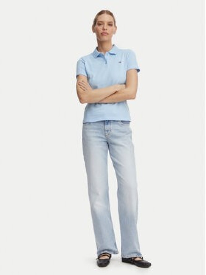 Tommy Jeans Polo Essential DW0DW20160 Niebieski jasny Slim Fit