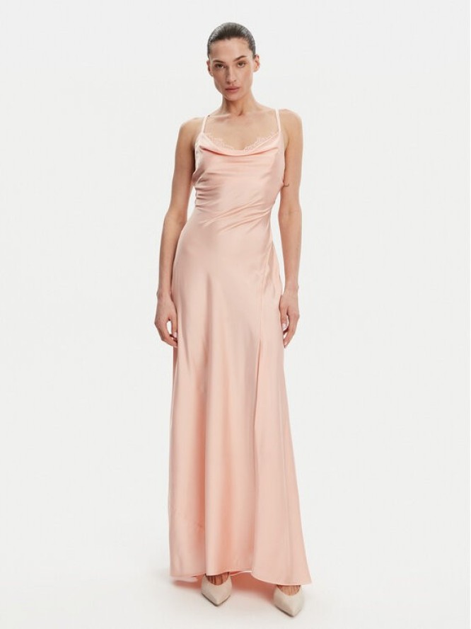 Guess Sukienka wieczorowa W5GT10 WF1T2 Koralowy Slim Fit