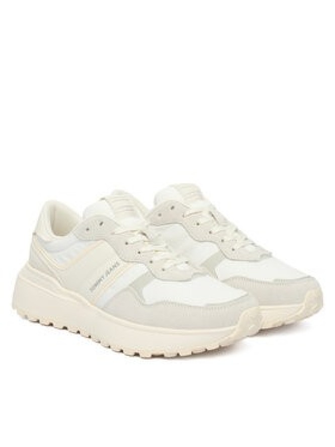 Tommy Jeans Sneakersy Tjw Cleated Runner Suede Mix EN0EN02921 Écru