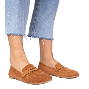 Brązowe eleganckie mokasyny z ekozamszu