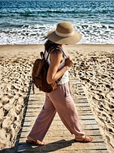 Bawełniany dzianinowy top - kremowy