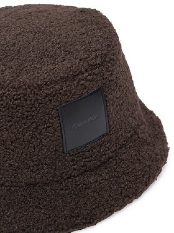 Calvin Klein Kapelusz All-Over Sherpa W/ Patch Bucket LV04F5097G Brązowy ciemny