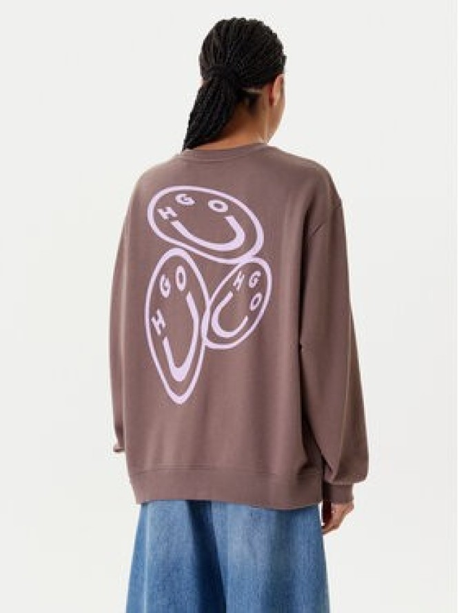 HUGO Bluza 50545052 Brązowy Oversize