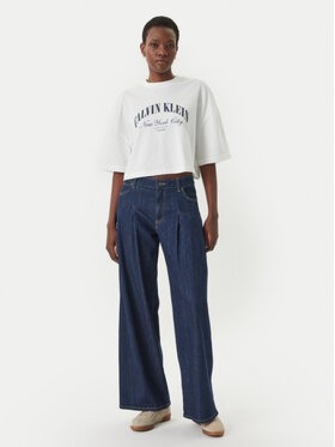 Calvin Klein Jeans T-Shirt LV047F813G Biały Boxy Fit