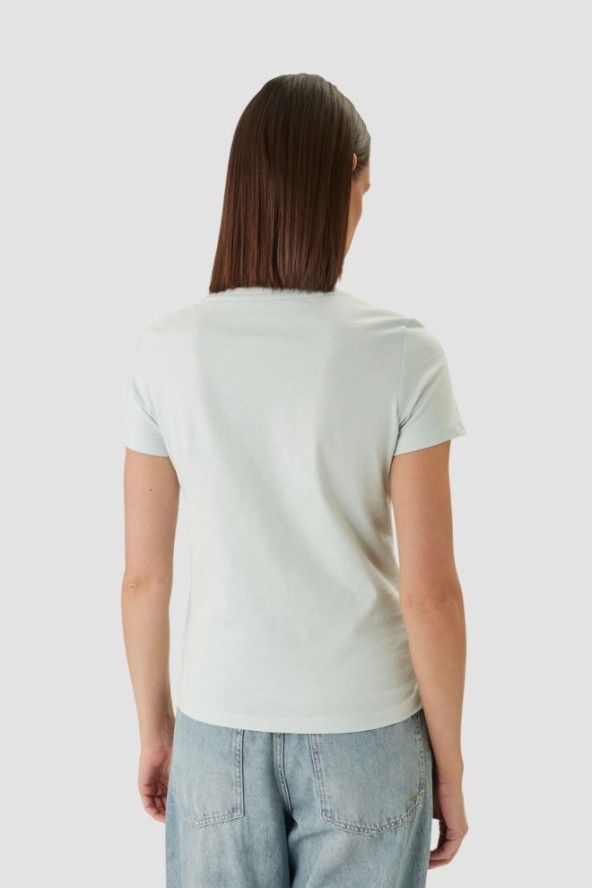GUESS Miętowy bawełniany t-shirt damski na krótki rękaw Original, Rozmiar L