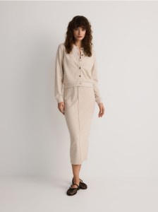 Dzianinowa spódnica midi - beżowy