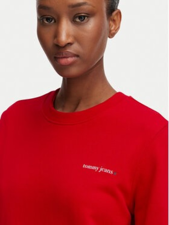 Tommy Jeans Bluza Ess Logo DW0DW22829 Czerwony ciemny Regular Fit