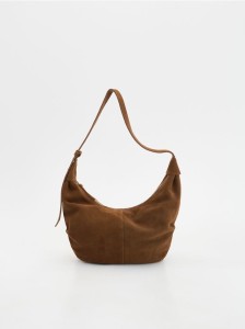 Zamszowa torebka na ramię - brązowy