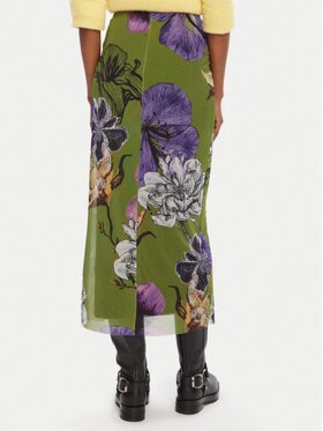 Desigual Spódnica maxi Tulleflowers Lacroix 25WWFK03 Zielony Regular Fit