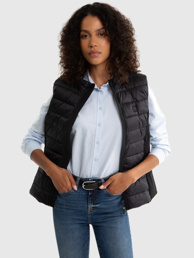 Kamizelka damska pikowana czarna Trinoe 906